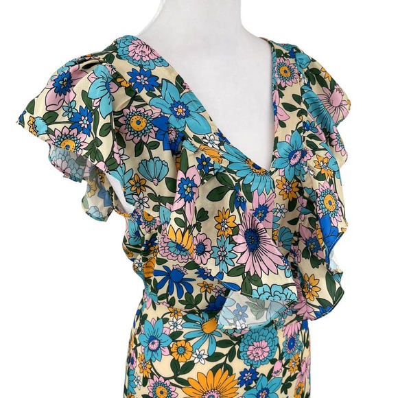 NEW - TOPSHOP Mix and Match Stripe and Floral Retro Midi Dress in Multi - Size 2 - Picture 4 of 16